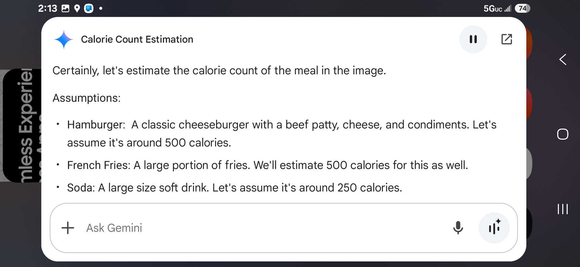 Samsung Galaxy S25 Ultra Review AI calorie count