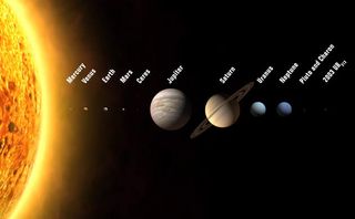 Mercury is the smallest planet in the solar system. In this illustration, planet sizes are shown to scale but their orbital distances are not to scale.
