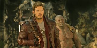 Peter Quill and Drax carrying backpacks in Guardians of the Galaxy Vol. 2