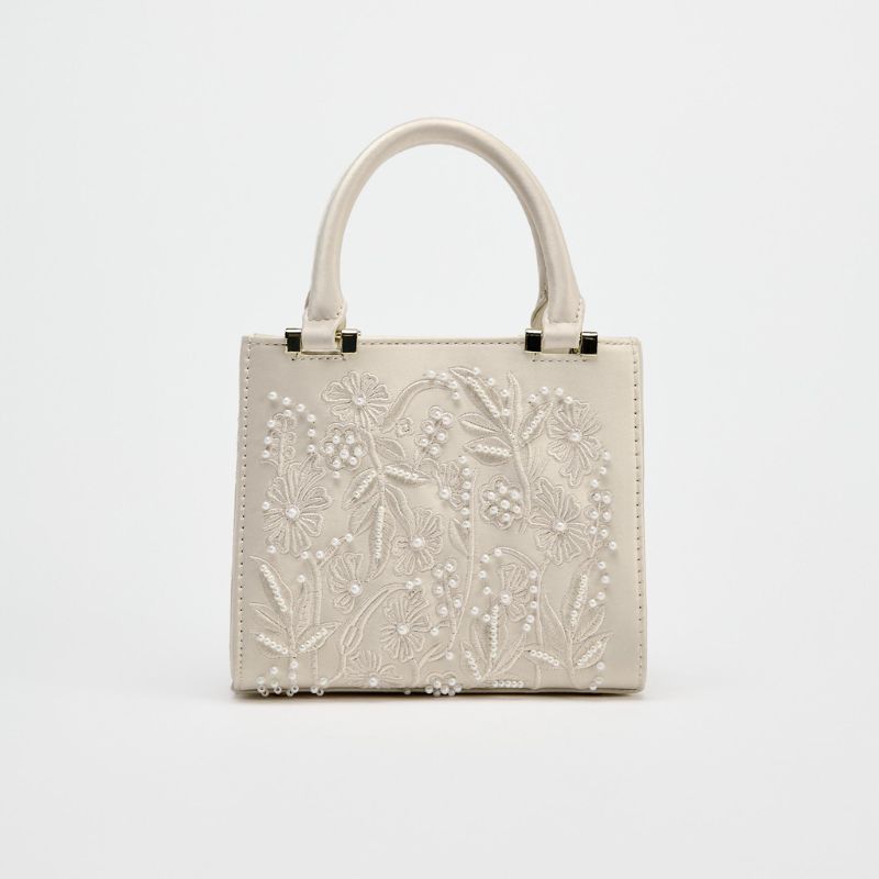 SATIN-EFFECT PEARL HANDBAG