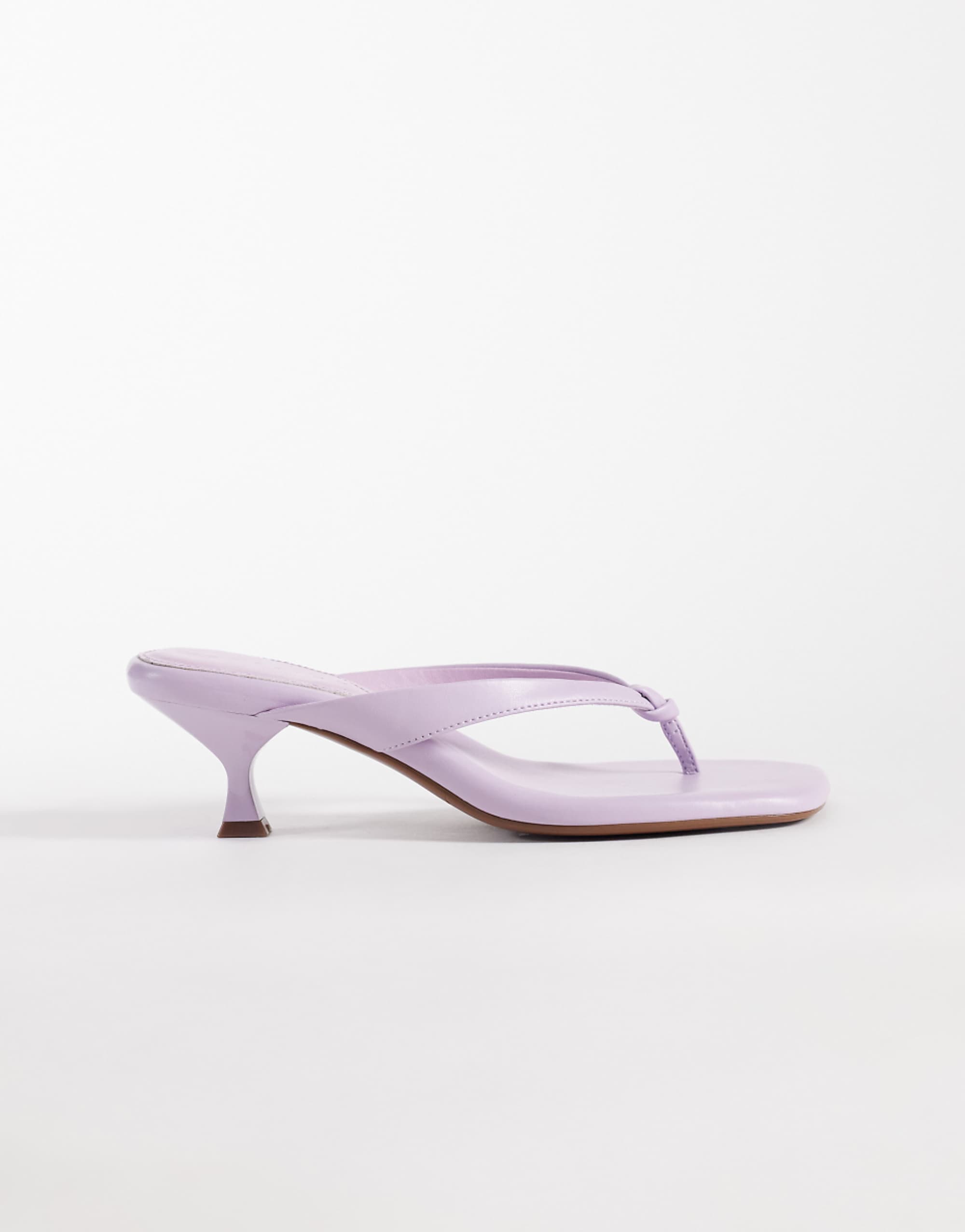 Asos Design Havana Toe Thong Kitten Heel Sandals in Lilac