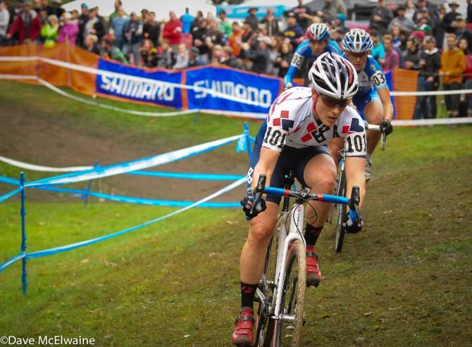 Katie Compton (Trek Cyclocross Collective) went to the front on lap two