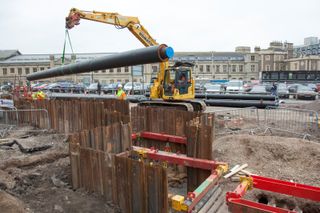 A pipe being installed underground in Bristol