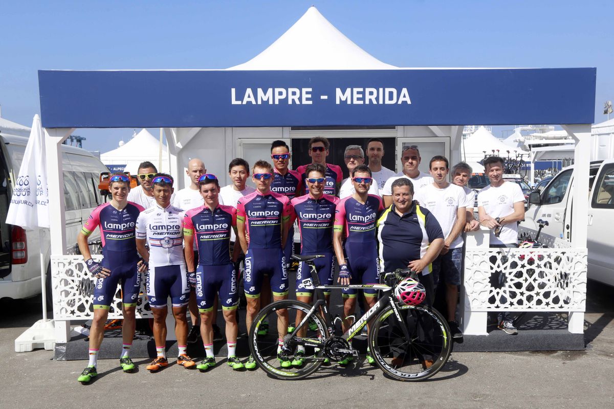 The Lampre-Merida team at the 2015 Dubai Tour.