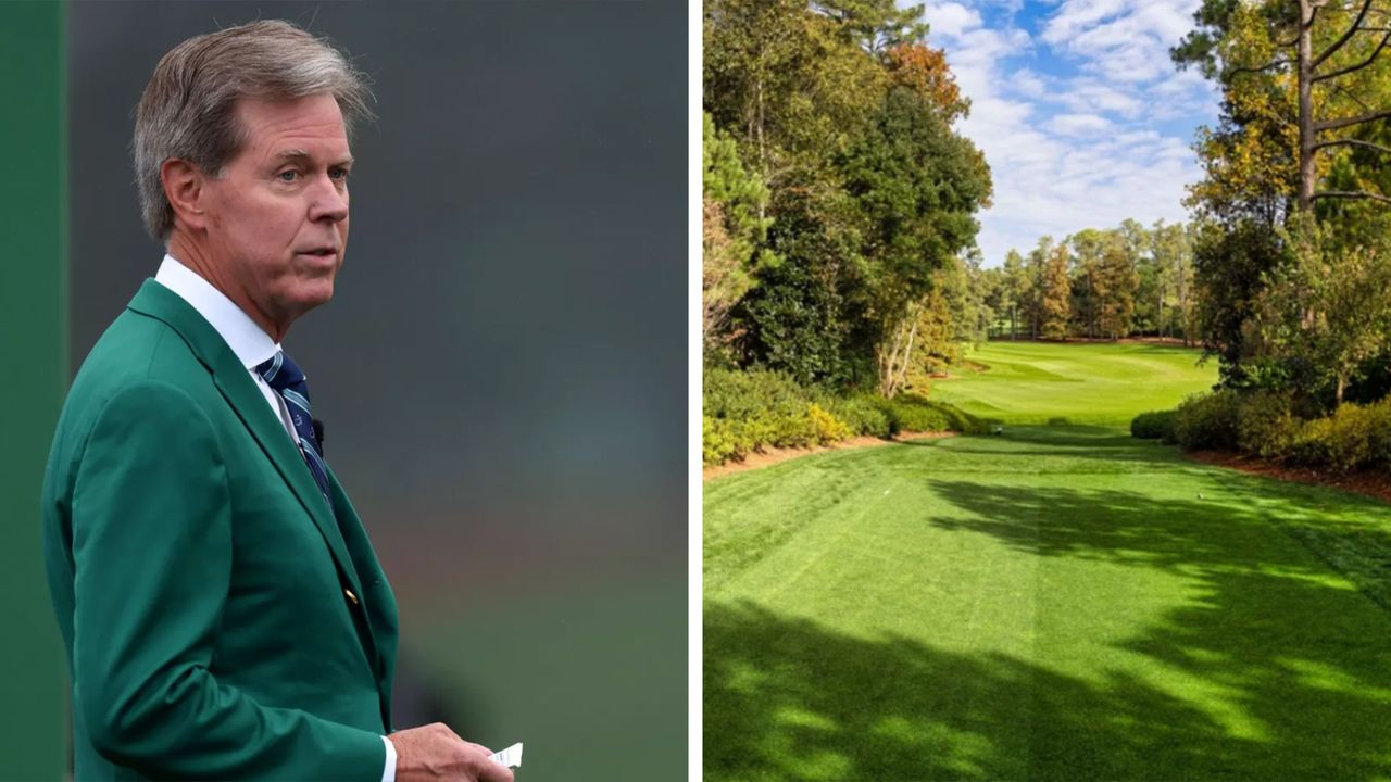 Ridley stands next to the 13th tee box