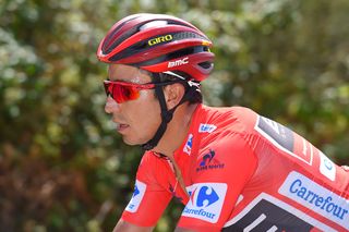 Darwin Atapuma in red during stage 7 at the Vuelta