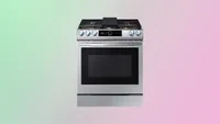 Samsung NX60T8711SS slide-in range with five burners, available in black stainless steel and stainless steel