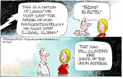Political Cartoon U.S. Donald Trump Bill Clinton State of the Union