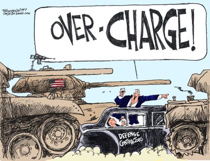 Political cartoon U.S. Afghanistan war defense costs