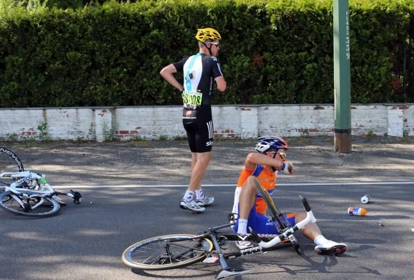 Luis Leon Sanchez (Rabobank) was a heavy faller on stage 1 of the Tour de France.