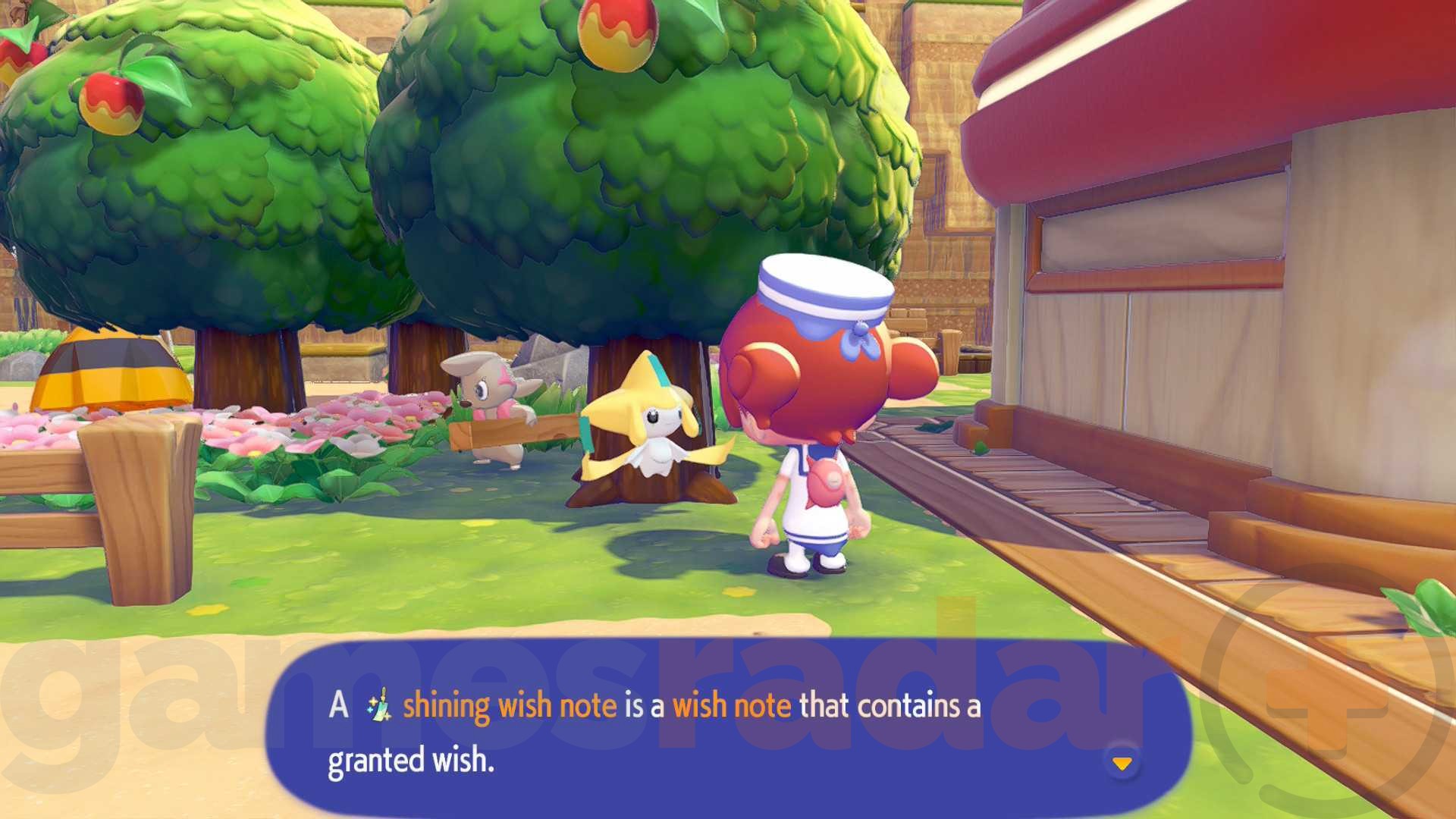 Ditto talks to Jirachi during a Pokopia Limited Time event
