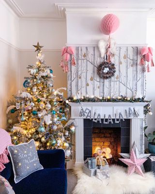 White Christmas tree with colorful decorations