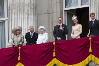 Prince Charles Duchess Camilla, Prince William, Prince Harry and Kate Middleton, Prince Andrew missing from balcony