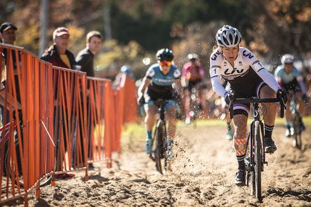 Crystal Anthony takes on the sand on day 2 of the 2018 Really Rad Festival of Cyclocross