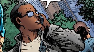 DC Comics artwork of Ron Troupe answering phone