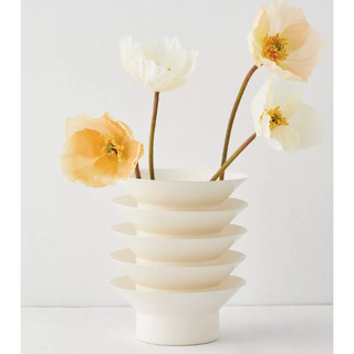 cream vase with a zigzag design