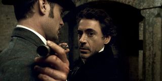 Jude Law and Robert Downey Jr. in Sherlock Holmes