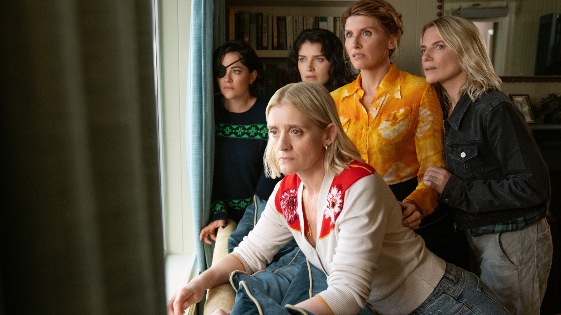 Anne-Marie Duff, Sarah Greene, Eve Hewson, Sharon Horgan and Eva Birthistle in "Bad Sisters"