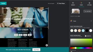 GoDaddy color theme selection on dashboard with website template