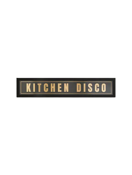 Black and Gold Kitchen Disco Slogan Framed Wall Art
