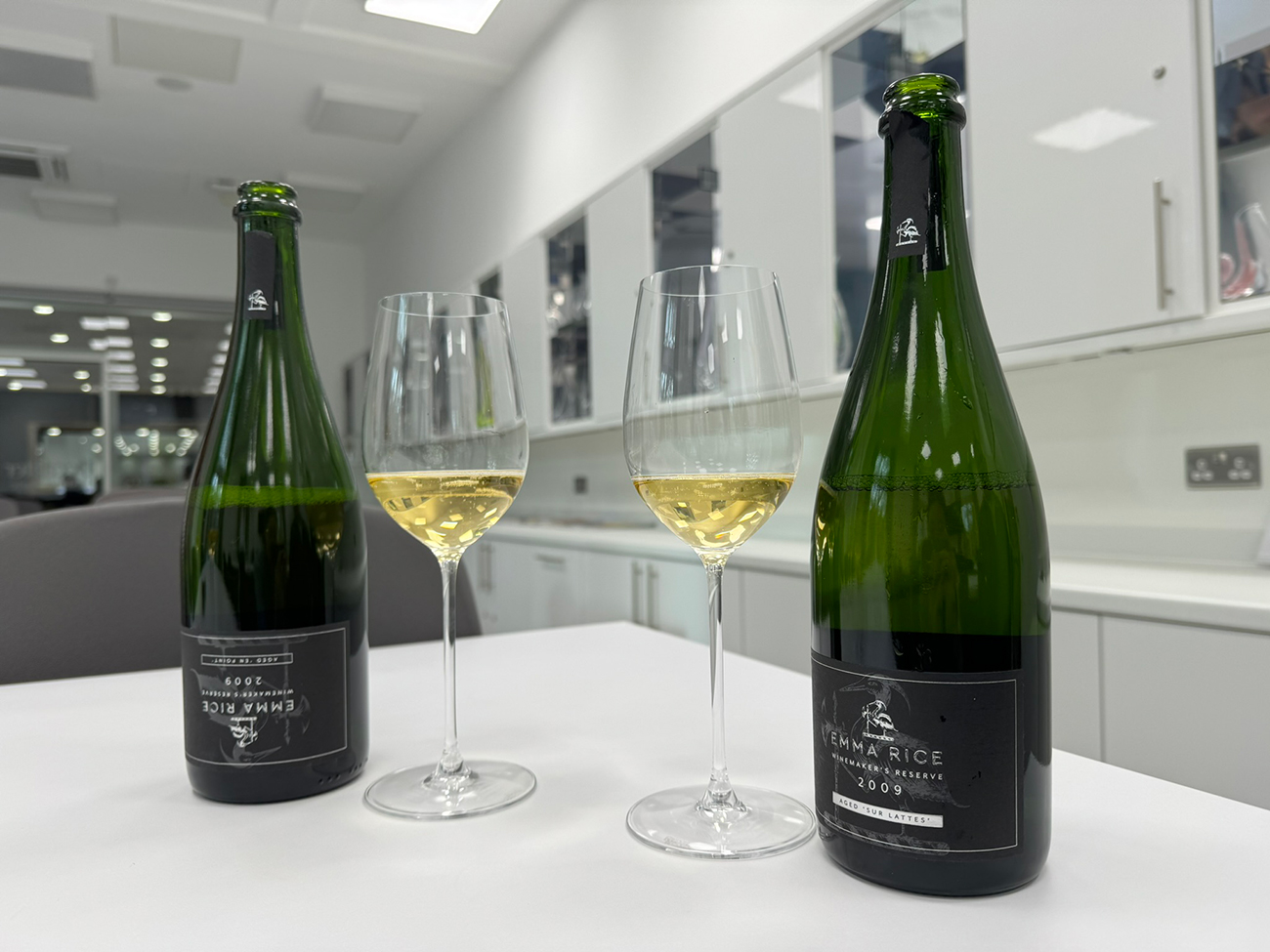 Tasting the Winemaker's Reserve duo at Decanter office.