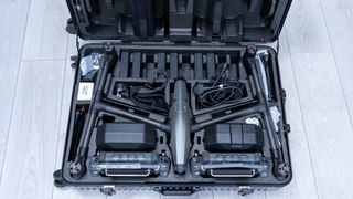 DJI Inspire 3 drone in case on floor with all accessories