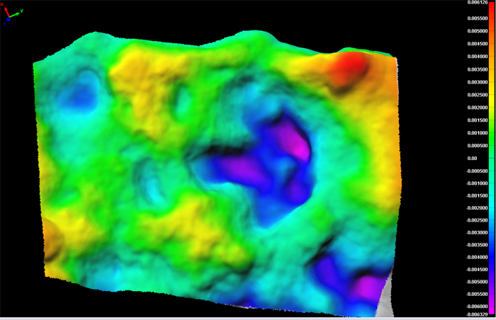 Depth map of a stegosaurus footprint