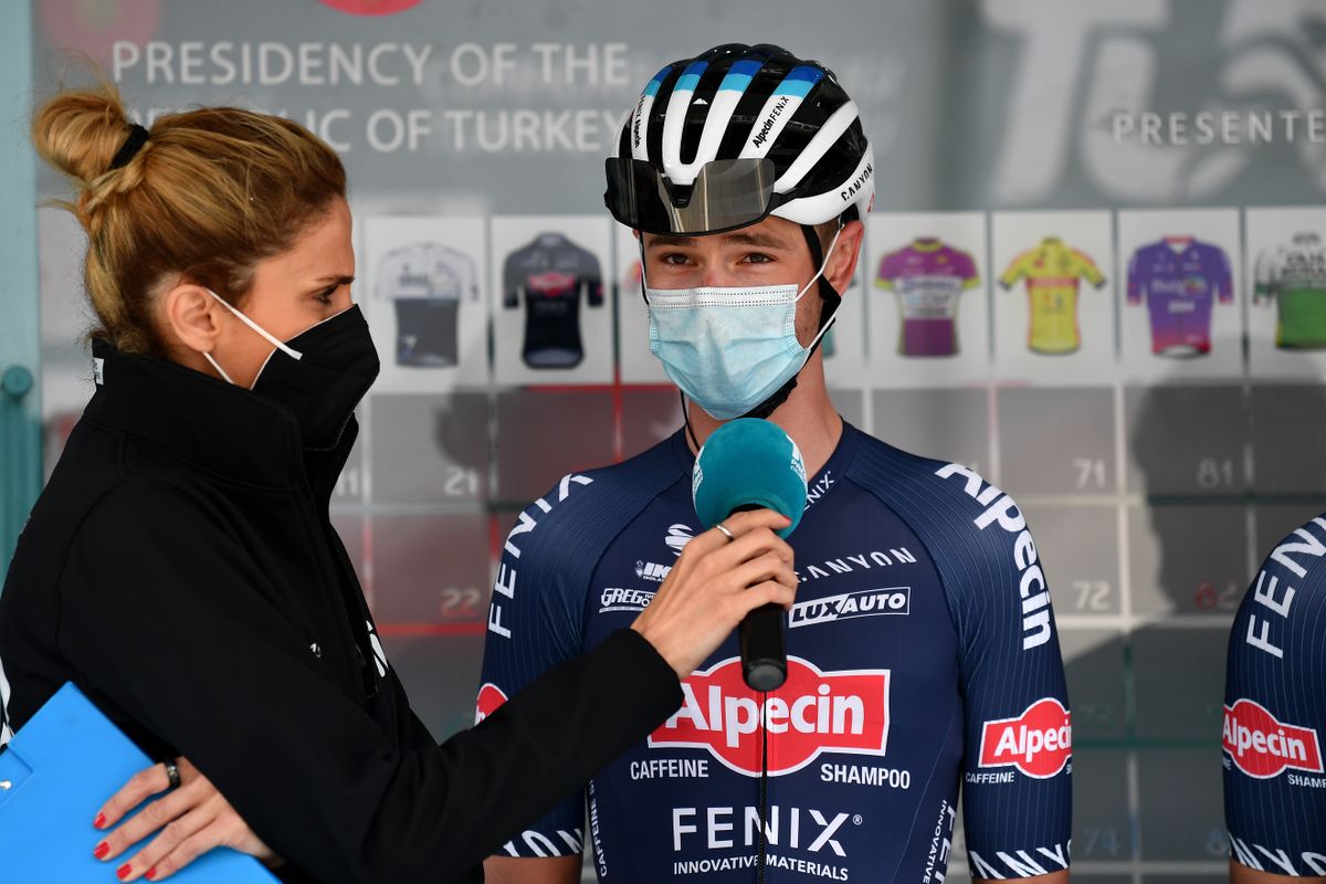 TURGUTREIS TURKEY APRIL 17 Jay Vine of Australia and Team AlpecinFenix during the 56th Presidential Cycling Tour Of Turkey 2021 Stage 7 a 180km stage from Marmaris to Turgutreis TUR2021 tourofturkeyTUR on April 17 2021 in Turgutreis Turkey Photo by Stuart FranklinGetty Images
