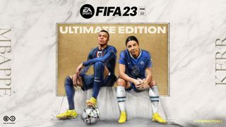 The EA FIFA 23 cover, featuring Sam Kerr and Kylian Mbappe