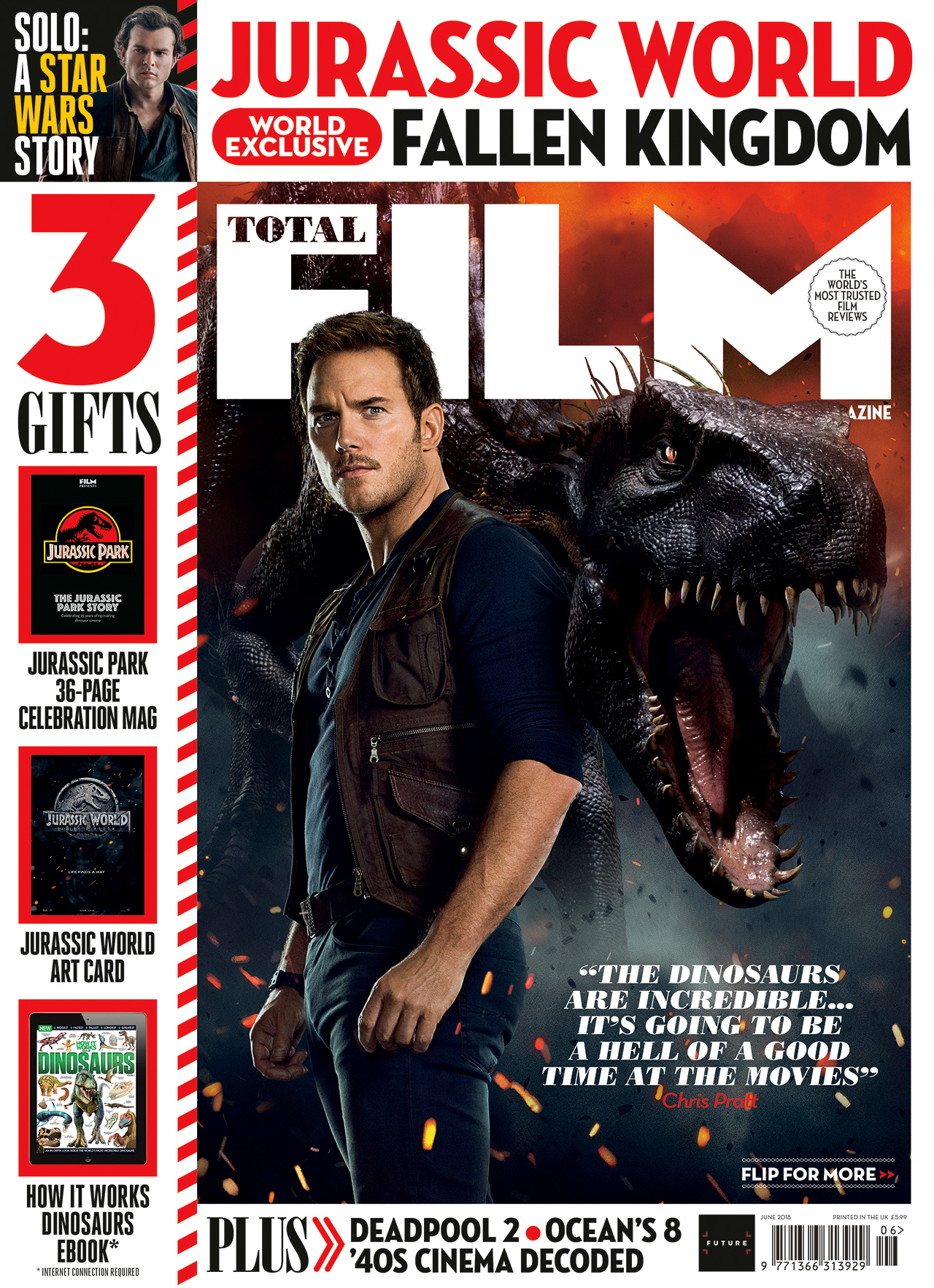 Chris Pratt Meets The Indoraptor On Total Film Magazine S Jurassic World Fallen Kingdom Cover