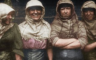 Edwardian Britain in Colour - shows women workers in Wigan