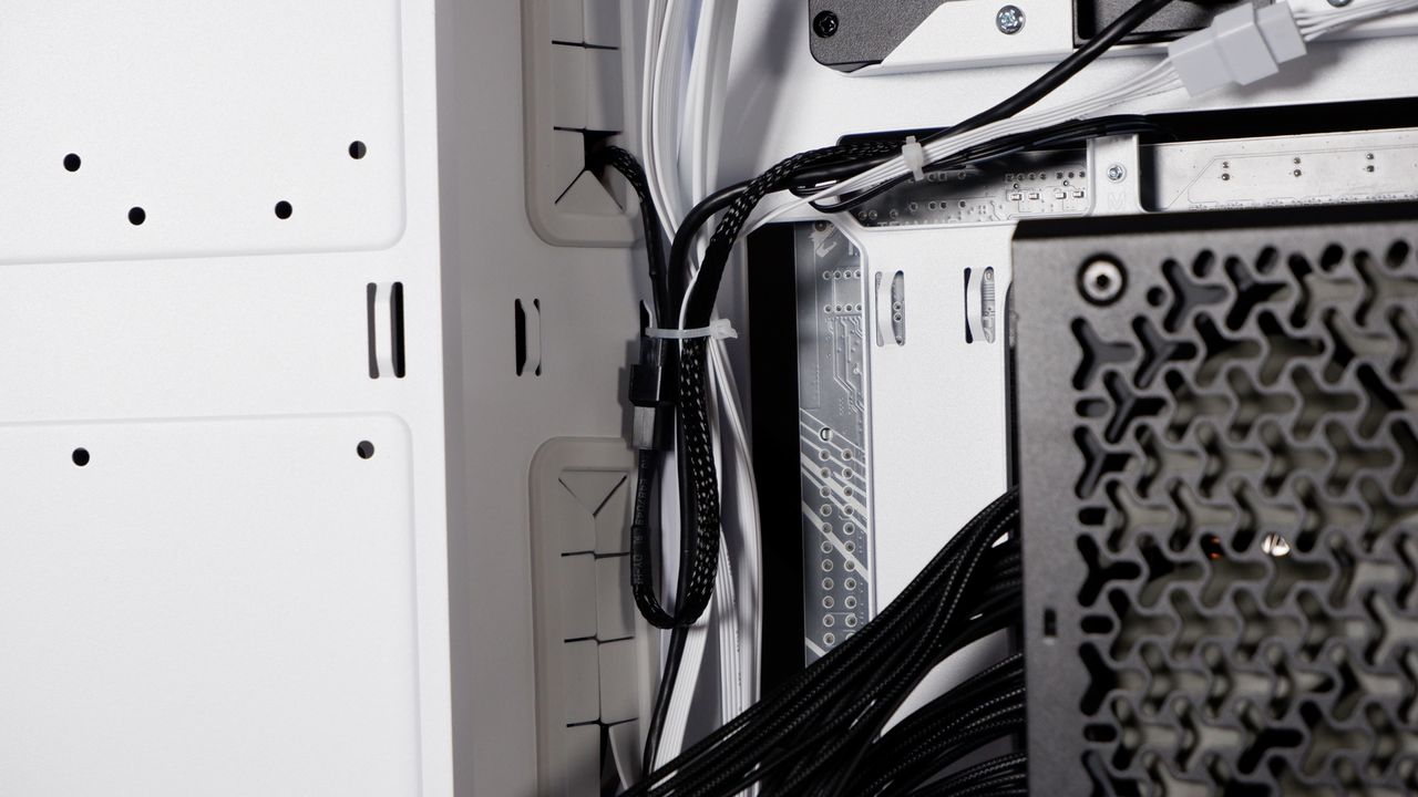Thermaltake View 390 Air chassis on a desk. We're building a PC into it for testing and comparison with other PC cases.