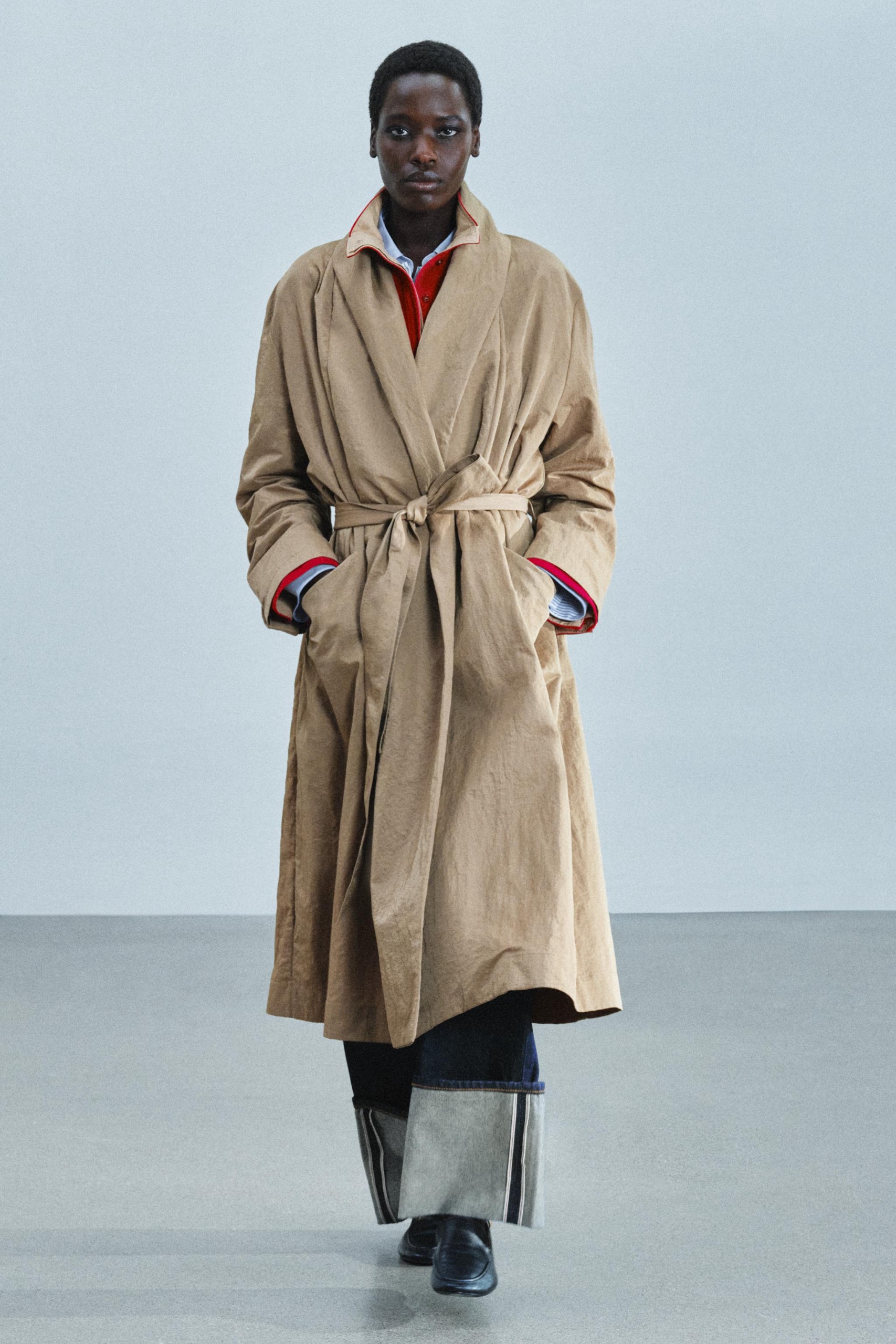 Zw Collection Belted Trench Coat - Dark Camel - Xs