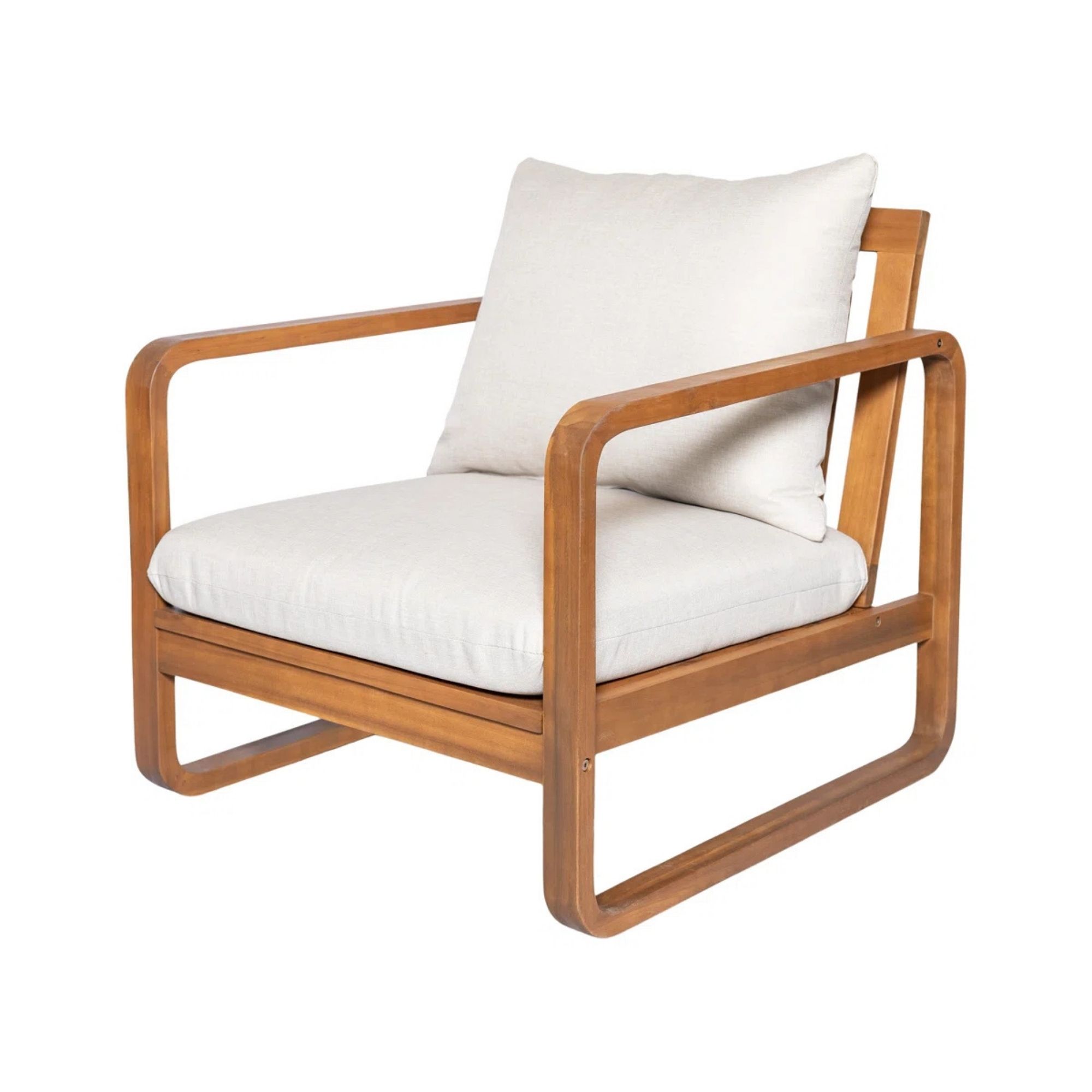 Nordia Modern Scandinavian Outdoor Acacia Wood Lounge Chair with Cushion