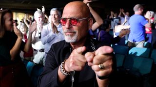 Howie Mandel is shown pointing during the live quarterfinals of America's Got Talent Season 21 on Tuesday, August 18, 2026.