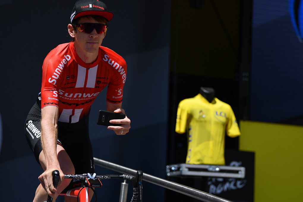 Chad Haga at the 2019 Tour de France team presentation