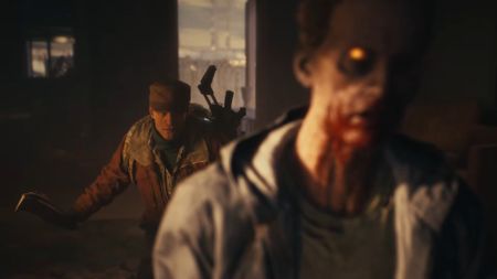 Man creeps up on zombie in a screenshot from State of Decay 3's new 2024 trailer.