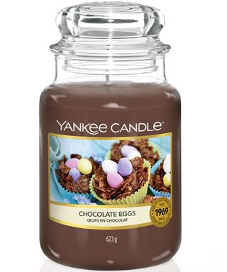 chocolate eggs candle with white background