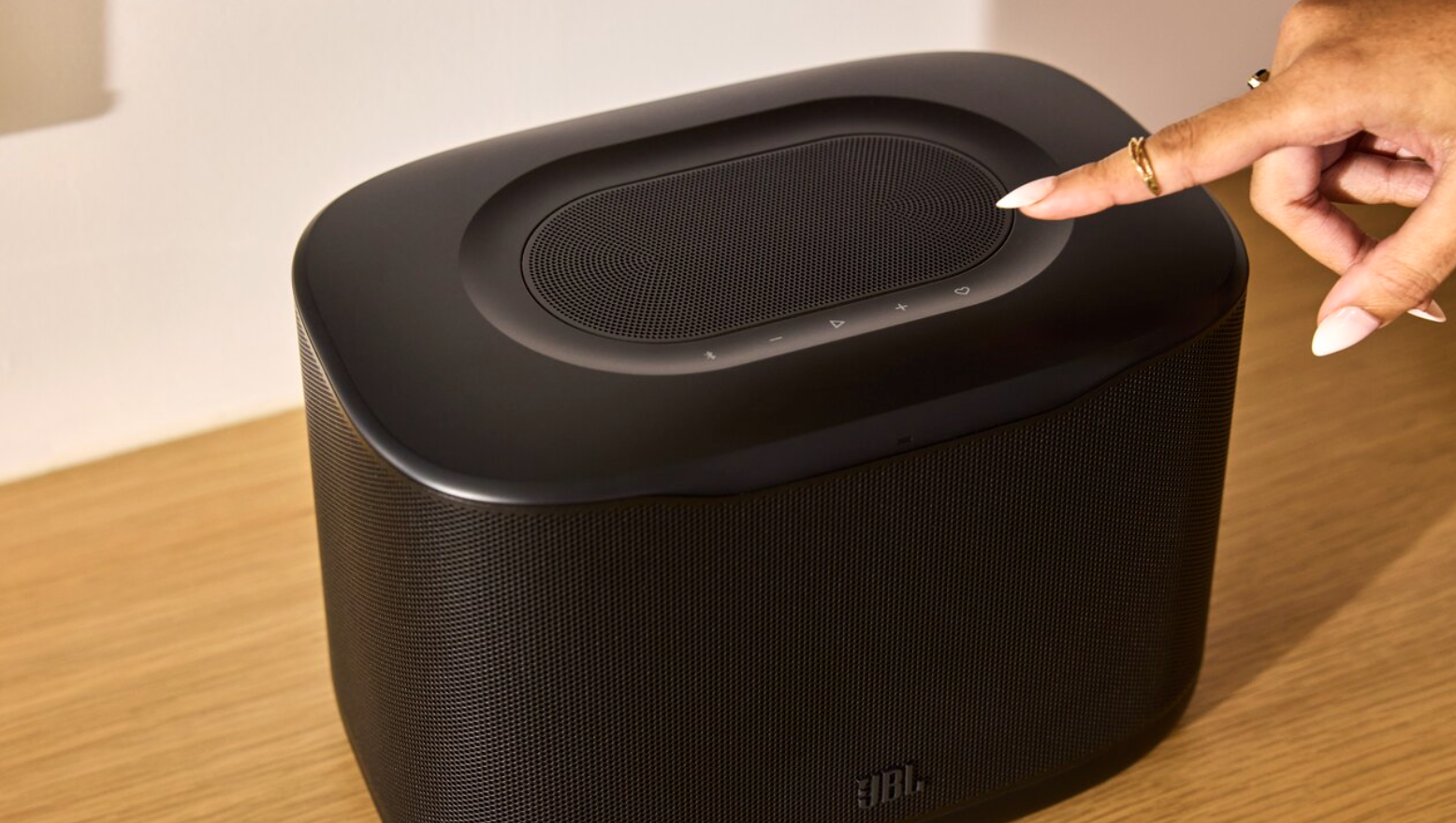 JBL's new Cove speaker on a kitchen counter