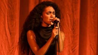 MANCHESTER, ENGLAND - MARCH 26: Olivia Dean performs onstage during the 2026 MOBO Awards at Co-op Live on March 26, 2026 in Manchester, England. (Photo by Joseph Okpako/Getty Images for MOBO)