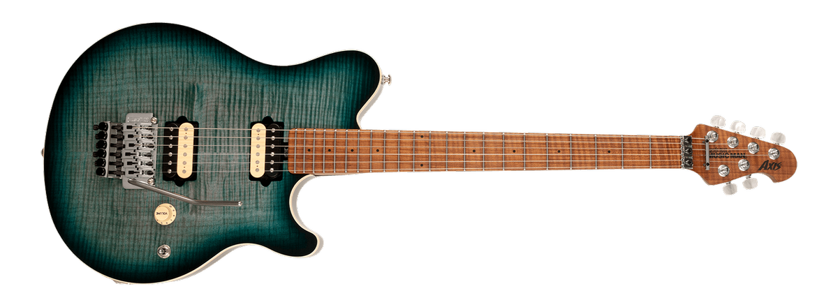 Ernie Ball Music Man's Axis Yucatan Blue Flame