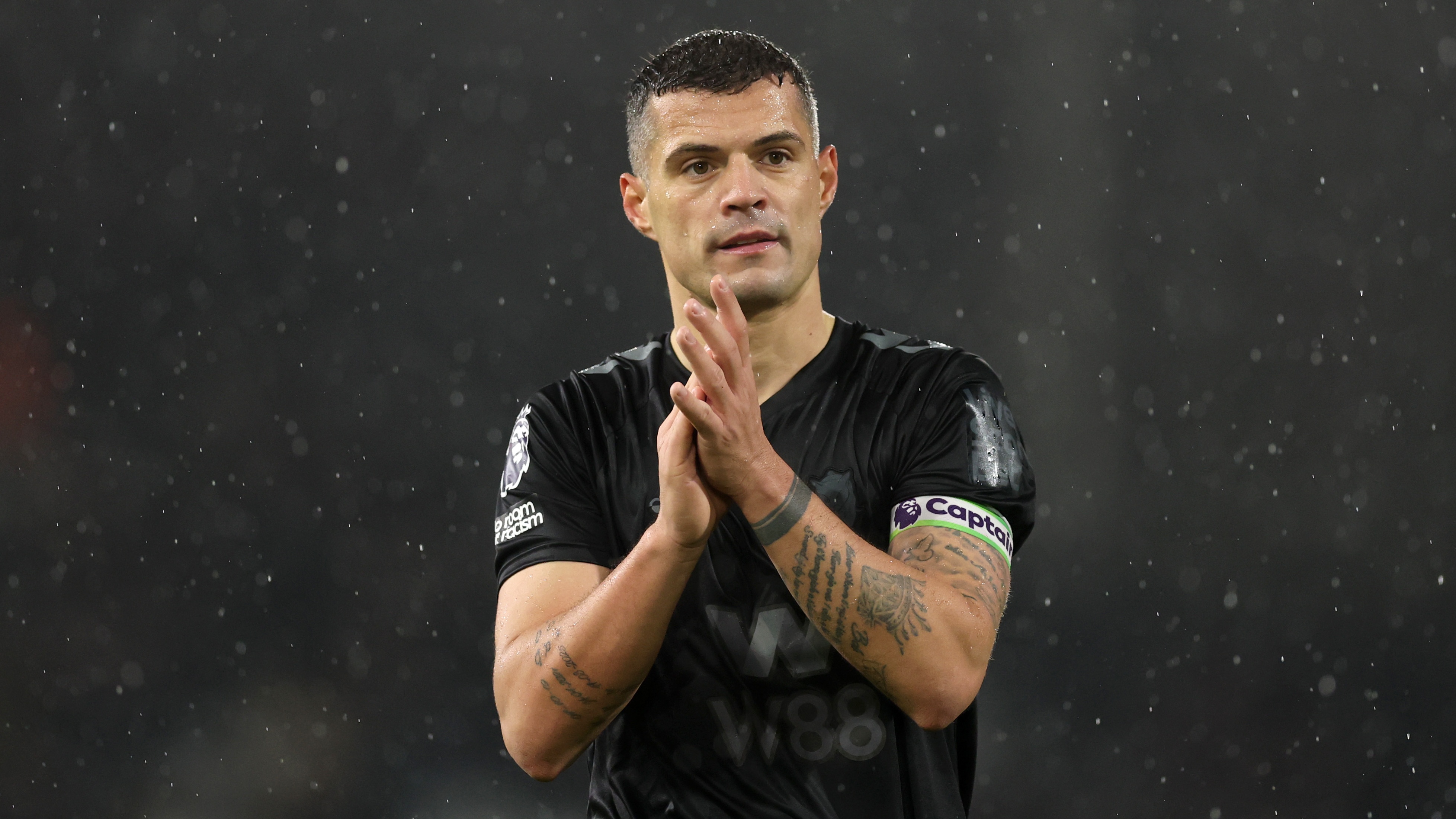 Granit Xhaka for Sunderland in their Premier League match vs Fulham at Craven Cottage. 