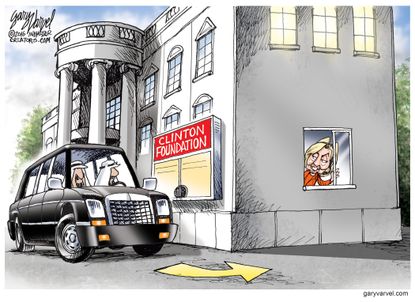 Political cartoon U.S. Hillary Clinton White House corruption Clinton Foundation presidency