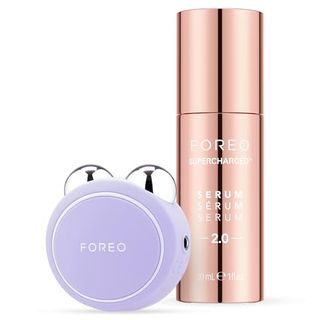 Foreo Firm & Fabulous Bear Mini + Serum Serum Serum 1 Oz Anti Aging Starter Kit- Microcurrent Facial Device- Instant Face Lift- Double Chin Eliminator- Facial Skin Care Products- Gift Set- Lavender