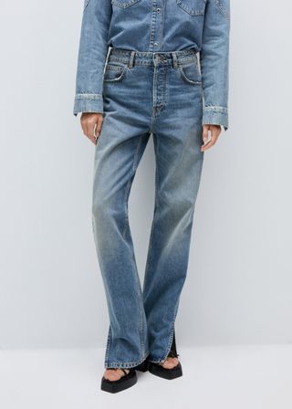 Medium-Rise Straight Jeans With Slits