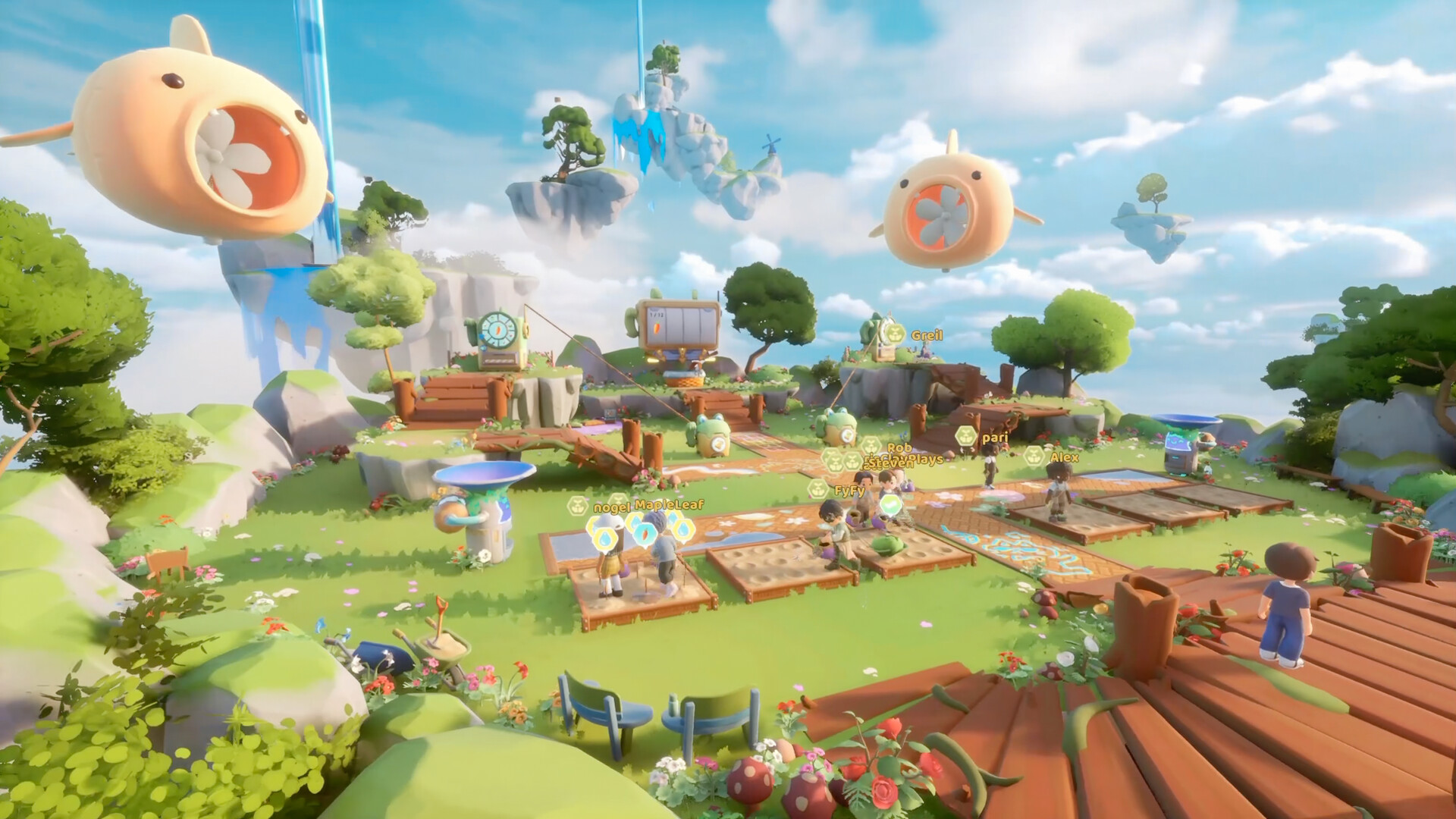 A bunch of friends farming in Loftia