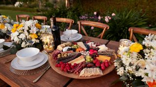 charcuterie board on dining table