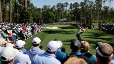 Jordan Spieth at the top of his backswing on the 6th hole at the 2025 Masters