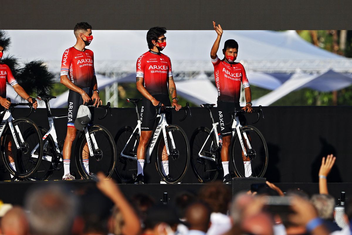 Tour de France 2020 - 107th Edition - Teams Presentation - 27/08/2020 - Warren Barguil (FRA - Team Arkea Samsic) - Winner Anacona (COL - Team Arkea Samsic) - Nairo Quintana (COL - Team Arkea Samsic) - photo Vincent Kalut/PN/BettiniPhoto&Acirc;&copy;2020