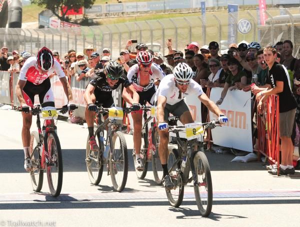 Max Plaxton (Specialized) appears to edge out Sam Schultz (Subaru-Trek) for third place
